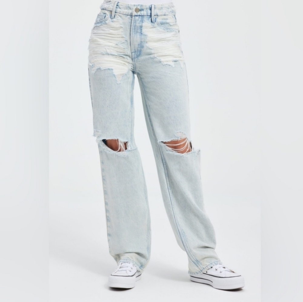 Good American Distressed Light Wash Jeans